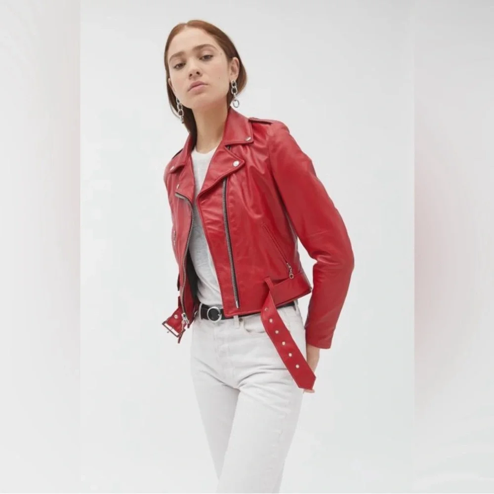 Schott NYC Perfecto Biker Leather Jacket Red Size XS - Picture 2 of 13